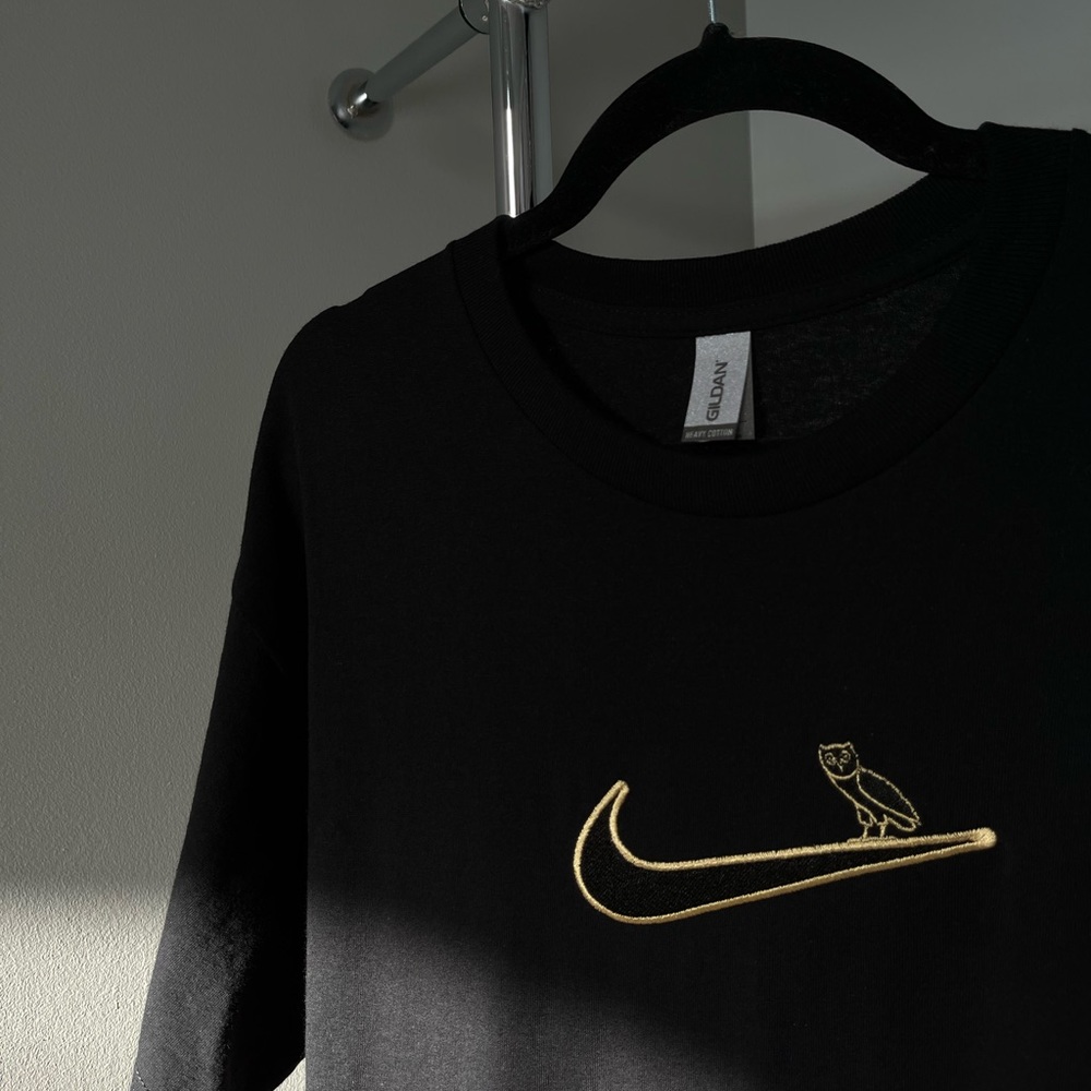 Custom Embroidered Nike x OVO Inspired Black T-Shirt